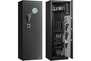 VEVOR 8-10 Gun Safe, Long Gun Cabinet for Rifles and Pistols, Quick Access Rifle Safe with 3 Pistol Pockets and Adjustable Ra