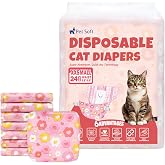 Pet Soft Disposable Cat Diapers - Diaper for Female &amp; Male Cats, Puppy Diapers Super Absorbent, Fit for Dogs in Heat Period or Urine Incontinence, 24pcs (XXS, Pink)