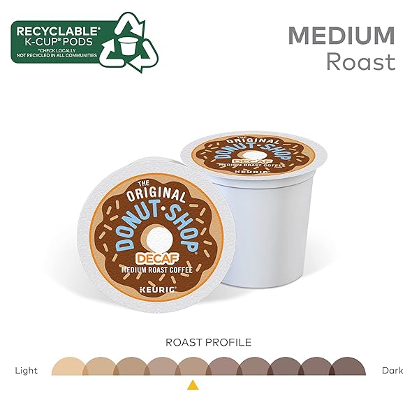 THE ORIGINAL DONUT SHOP KEURIG SINGLE-SERVE K-CUP PODS, DECAF KEURIG SINGLE-SERVE K-CUP PODS, MEDIUM ROAST COFFEE, 12 COUNT