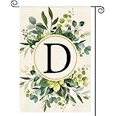 AVOIN colorlife Monogram Letter D Floral Garden Flag 12x18 Inch Double Sided Outside, Family Last Name Initial Yard Outdoor Decoration