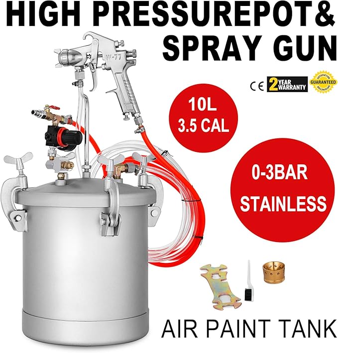 VEVOR Pressure Pot Tank 10L / 2.5 Gallon Paint Pressure Pot Stainless