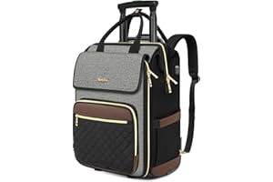 Arcoyard Rolling Backpack for Women, Travel Rolling Laptop Backpack with Wheels, Dark Gray