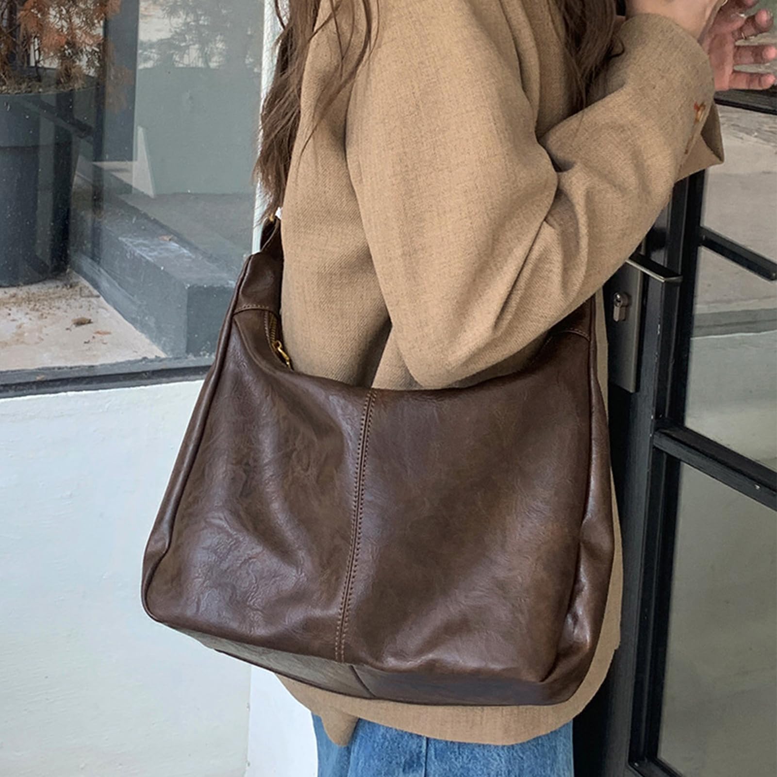 celestina Hobo Bags for Women, Ultra Soft Foldable Vegan Leather Shoulder Handbag, Stylish Slouchy Tote Purses