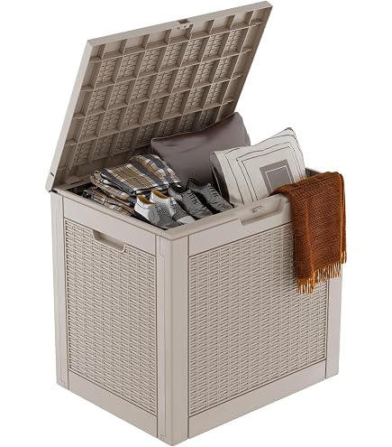 NUNU LAB 31 Gallon Outdoor Storage Box - Waterproof Deck Box With Lockable Lid For Garden Tools & Packages