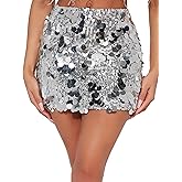 YYA Women's Sequin Skirts Shiny Sparkle Holiday Mini Bodycon Skirts for Night Out Party Holiday Outfit,S-2XL