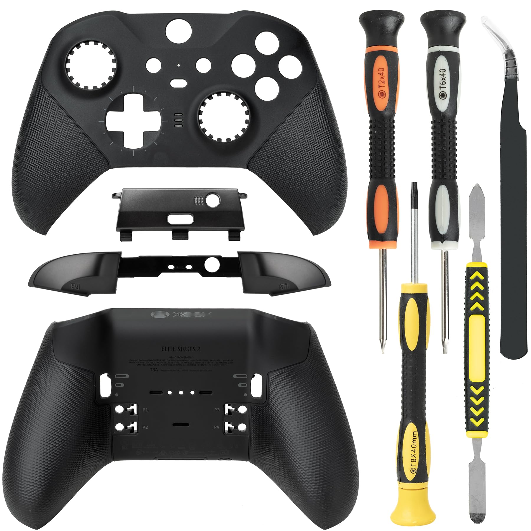 Photo 1 of Housing Shell Faceplate Front Back Case Top Cover Bottom Case LB RB Bumper Trigger Button Middle Baffle for Xbox One Elite Series 2 Elite Series 2 Core Controller Replacement Parts(Black