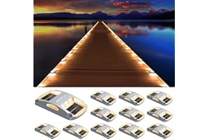 AGPTEK Solar Driveway Lights 12 Pack, Outdoor Deck Dock Marine LED Solar Powered Waterproof Driveway Marker Lights for Warning Step, Sidewalk, Pathway, Garden, Yard (Warm White)