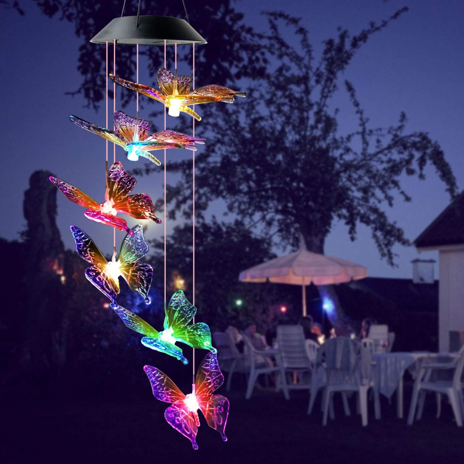JOBOSI Color butterfly Wind Chimes Gifts for mom Solar Wind Chime Butterfly Wind Chimes Glowing Wind Chimes Outdoor Decor mom Gifts Thanksgiving Gift Grandma Gifts S Hook Wind Chimes Wind Chimes Gifts : Garden & Outdoor