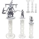 Lixusia Combat Risers for Flying Miniatures, DND TRPG Terrain Flight Stands, Raised Platforms, 8 Adjustable Tiers with 3 Stands and Bases, Crystal white