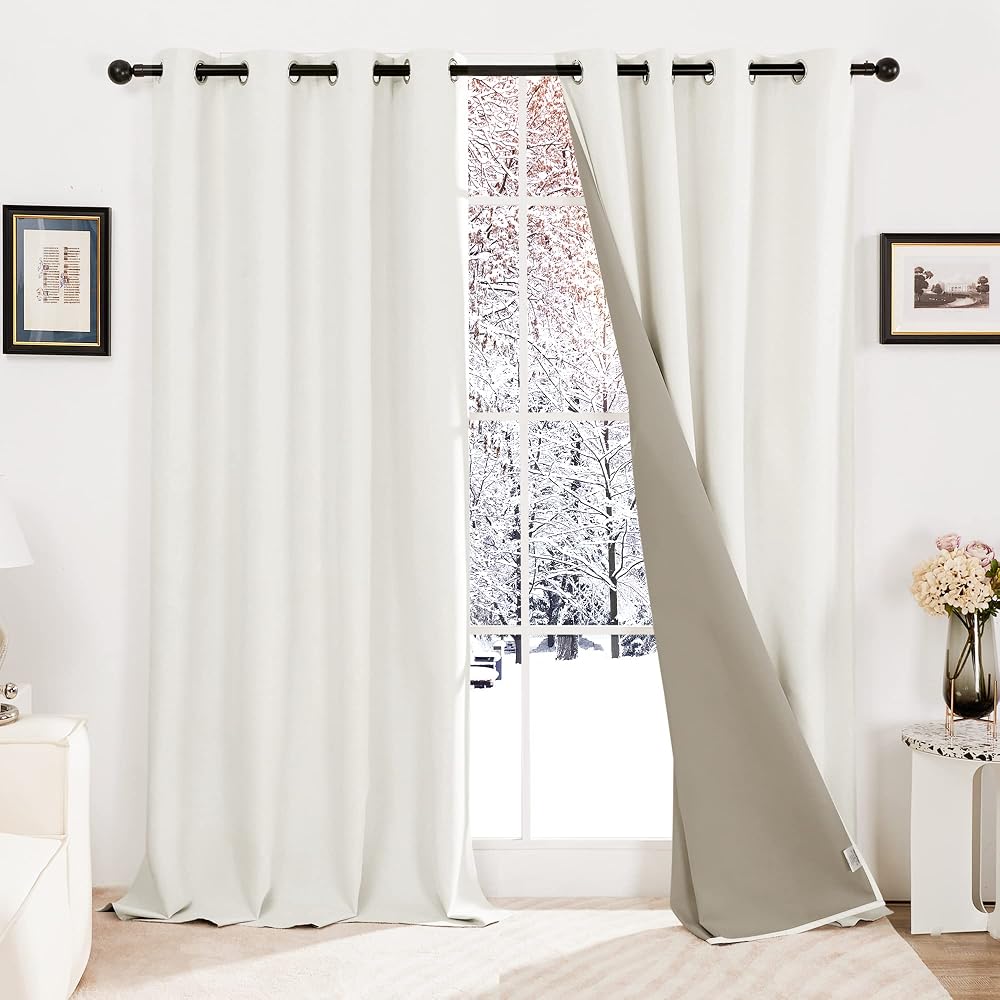 Deconovo Faux Linen Eyelet Door Curtains 100% Blackout Greyish White W52 x L84