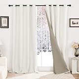 Deconovo Faux Linen Eyelet Door Curtains 100% Blackout Greyish White W52 x L84