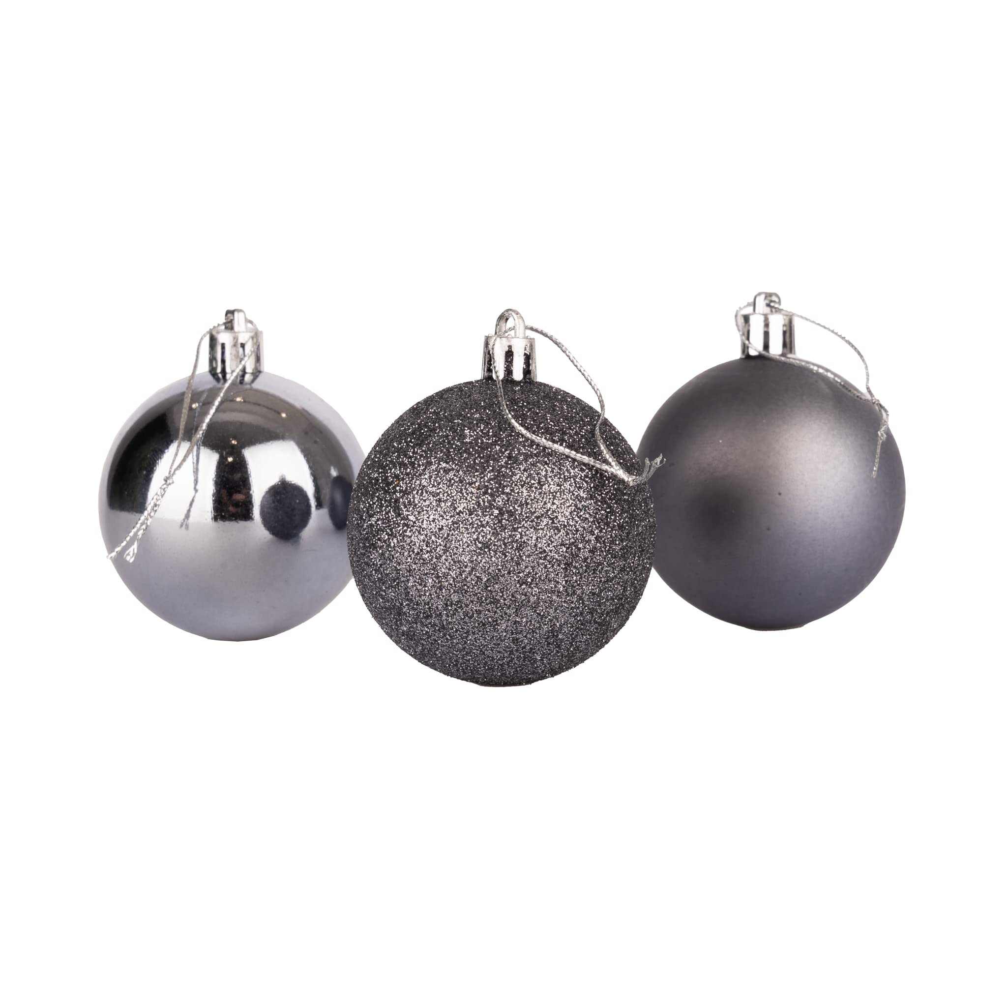 10cm/3Pcs Christmas Baubles Shatterproof Dark Grey, Christmas Tree Decorations Ball Ornaments Balls Xmas Hanging Decorations Holiday Decor - Shiny,Matte,Glitter