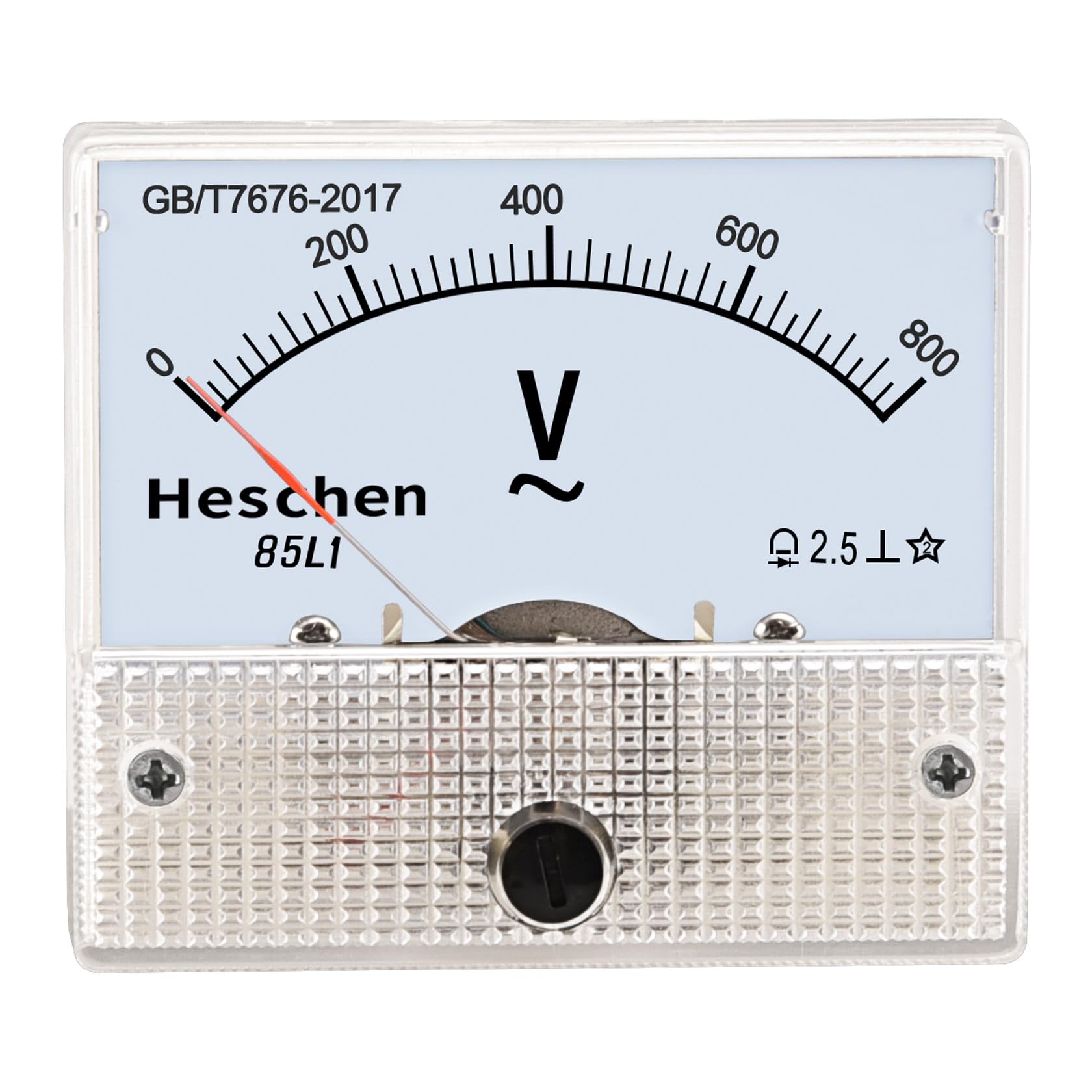 Heschen 85L1-800V Rectangle Panel Mounted Voltage Meter Voltmeter Tester AC 0-800V Class 2.5 White