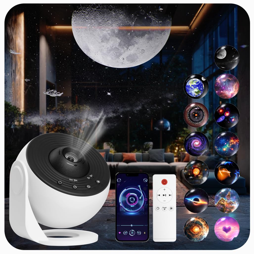 Photo 1 of Galaxy Projector for Bedroom Pro Version, HD 12 in 1 Film Discs Star Projector Galaxy Light, Planetarium Projector with Timer, White Noise, 360 ° Rotation, Bluetooth, Remote Control