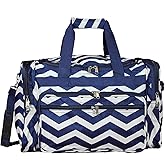 World Traveler Chevron 19-inch Duffel Bag, Navy White Chev, One Size (81T19-165N-W)