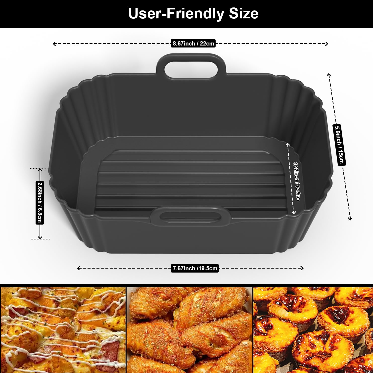 Silicone Air Fryer Liners 2 Pack, Reusable Compatible for Ninja Foodi DZ201, DZ401, DZ550, DZ302, COSORI 9QT, Chefman, Instant, and 6-in-1 8-10QT Dual Baskets