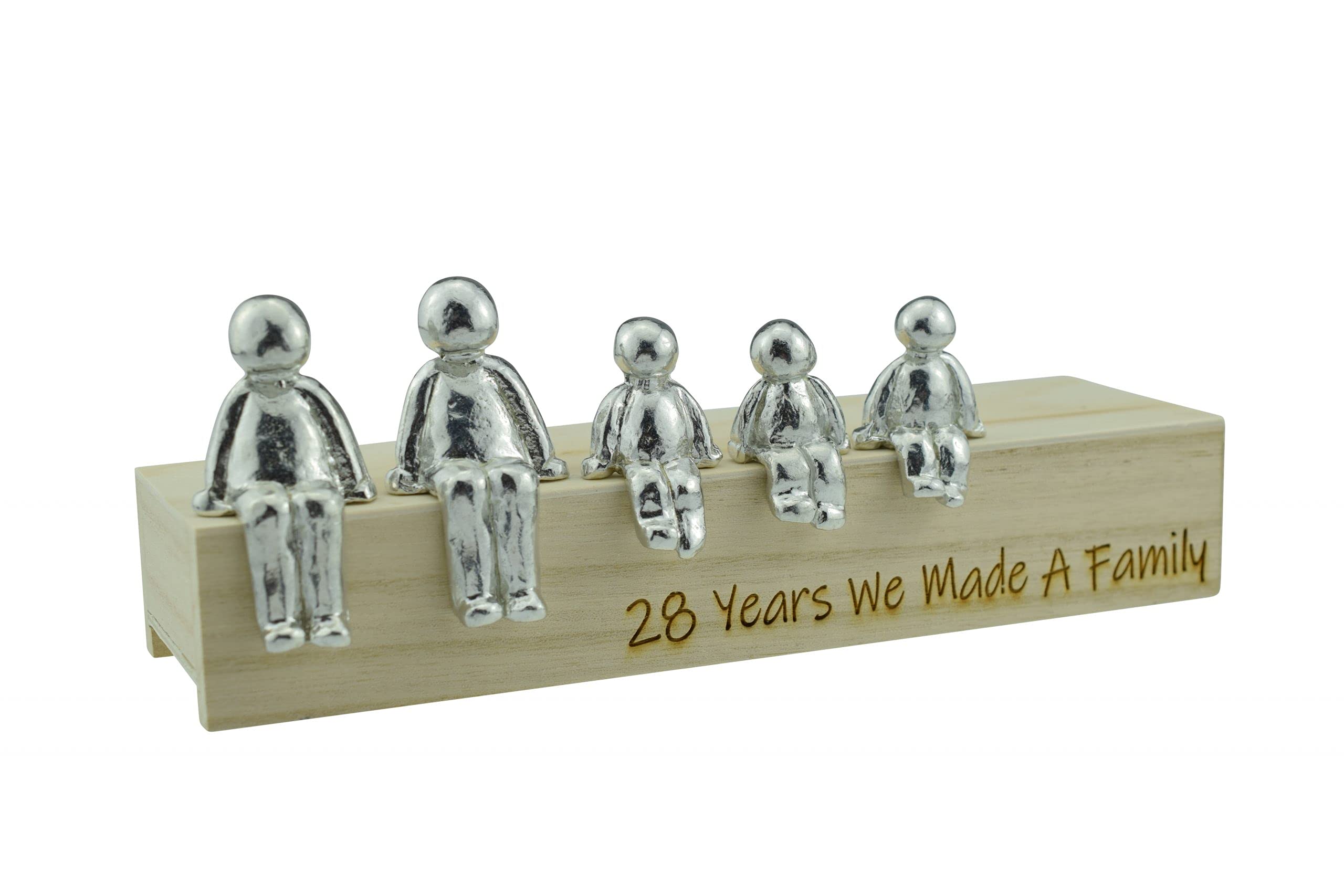 Pirantin 28th Anniversary Idea - 28 Years We Made A Family Metal Ornament - Choose Your Family Combination Box & Woodgrain May Vary(3 Children)
