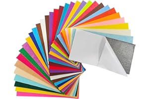 Jtnohx Lot de 33 feuilles de feutre auto-adhésives - 10,2 x 20,3 cm - Tissu rigide carré - Dos adhésif - Pour travaux manuels