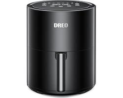 Dreo Air Fryer - 100℉ to 450℉, 4 Quart Hot Oven Cooker with 50 Recipes, 9 Cooking Functions on Easy Touch Screen, Preheat, Sh