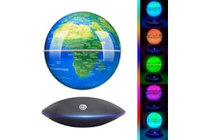 Poojaed Magnetic Levitating Globe with LED Light, 360°Rotating Floating Globe World Map for Home Office Desk Display, Cool Tech Gadget Gift for Men Father Boys, Ideal for Birthdays Anniversaries