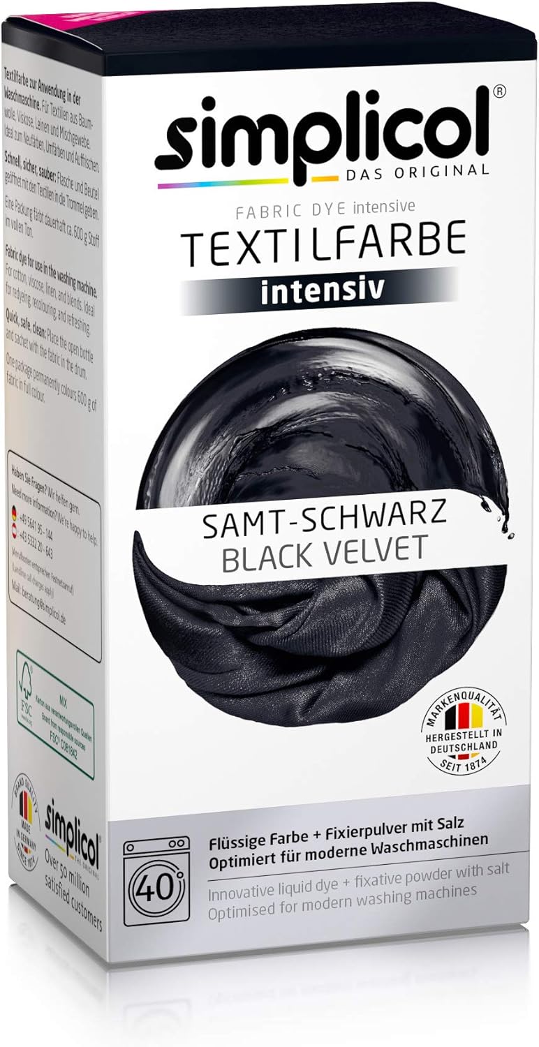 Simplicol Fabric Dye Intensive Velvet Black Washing Machine Dye Kit
