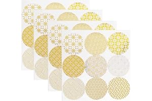 TTSAM 12 Sheets Decorative Gold Circle Envelope Seals Stickers Gift Boxes Sticker Party Favor Bags Sticker Label Stickers Holiday Birthday Party Wedding Baby Shower Decorations (108 Pieces)