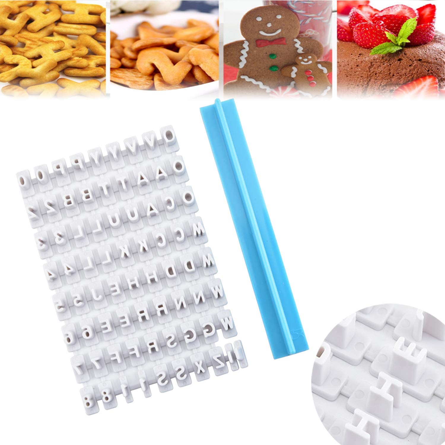 YouU 1 pcs Alphabet Number Cookie Biscuit Letter Stamp Alphabet Cookie Stamp Set for Cookie Decorations Embosser Cutter Fondant DIY Tool