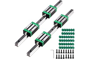 CREABYGIRLS Linear Guide Rail 2 X HGR 20-500mm Linear Slide Rail + 4 X Bearing Blocks Linear Guideway Rail for DIY CNC Routers Lathes Mills