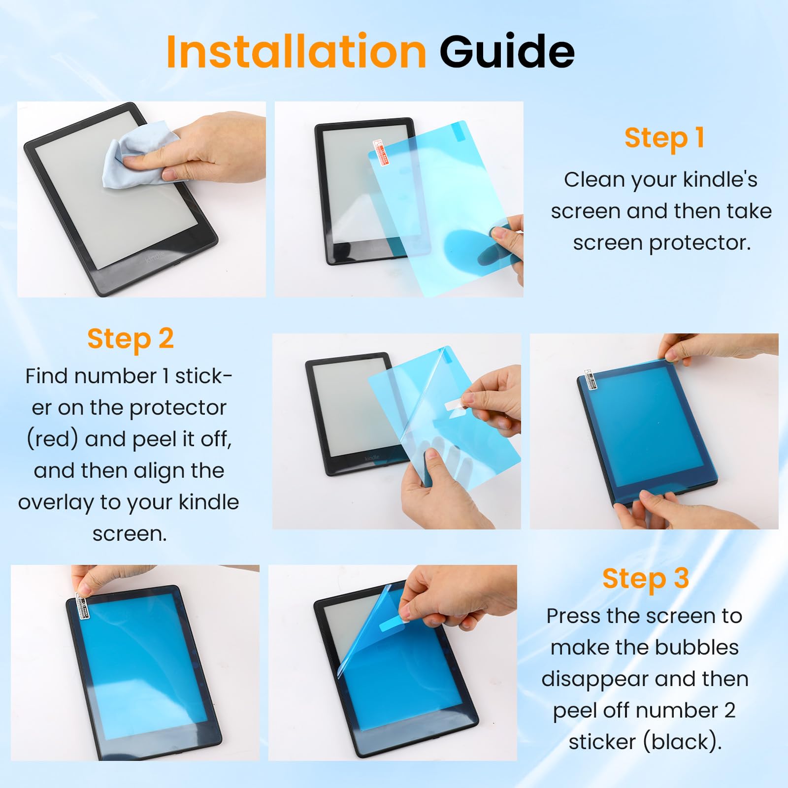 4 in 1 Clear Case with 2 Screen Protector and 50 Sticker for Kindle Paperwhite 12th Gen 2024 (7