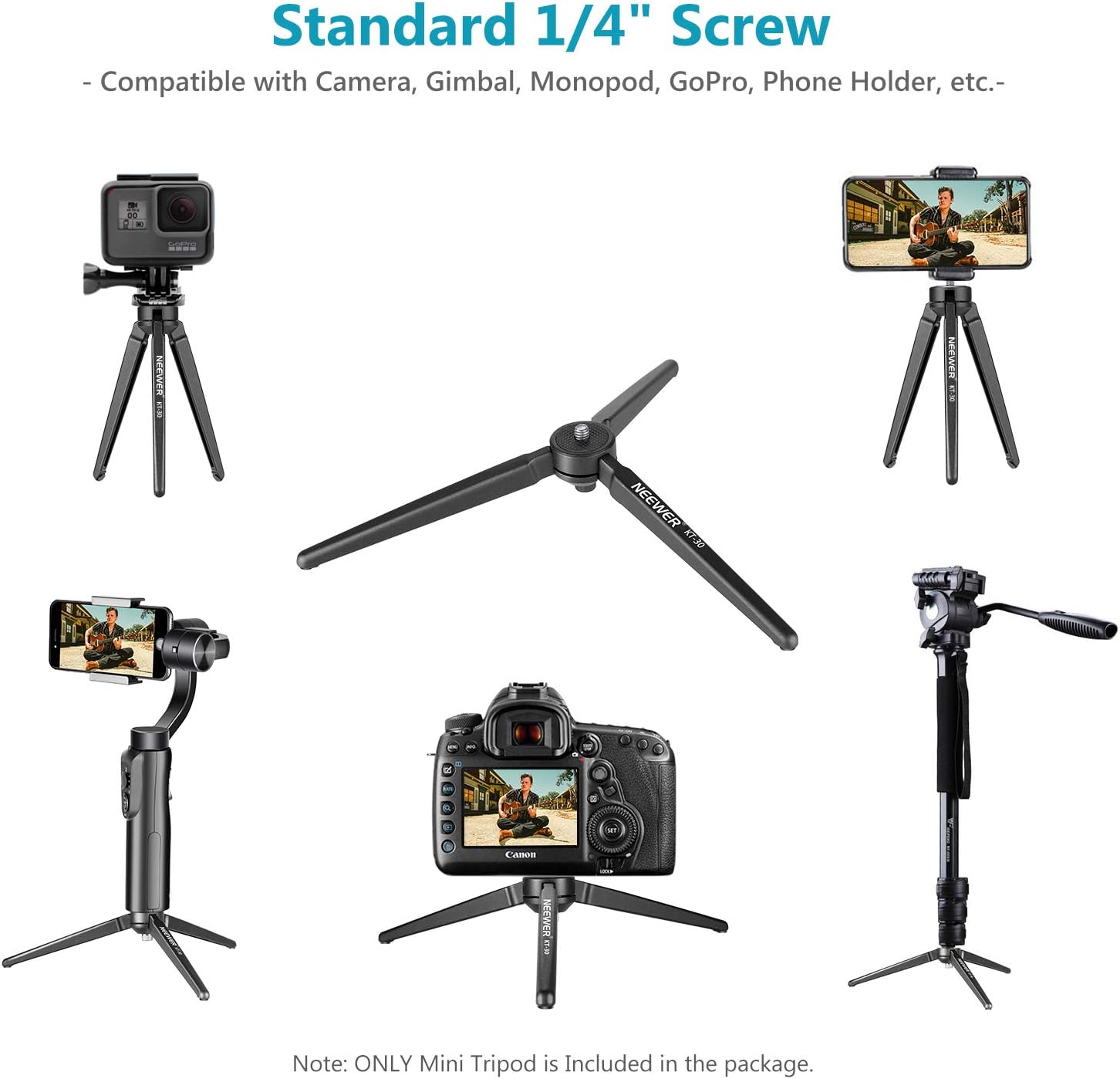 Neewer Metal Mini Tripod，Desktop Tabletop Stand Tripod for V5，Smooth 4，Crane Plus，Crane 2，OM 4，Osmo Mobile，Ronin-S，Vimble 2，iSteady Mobile Gimbal Handle Grip Stabilizer and Cameras，load up to 11lbs : Camera & Photo