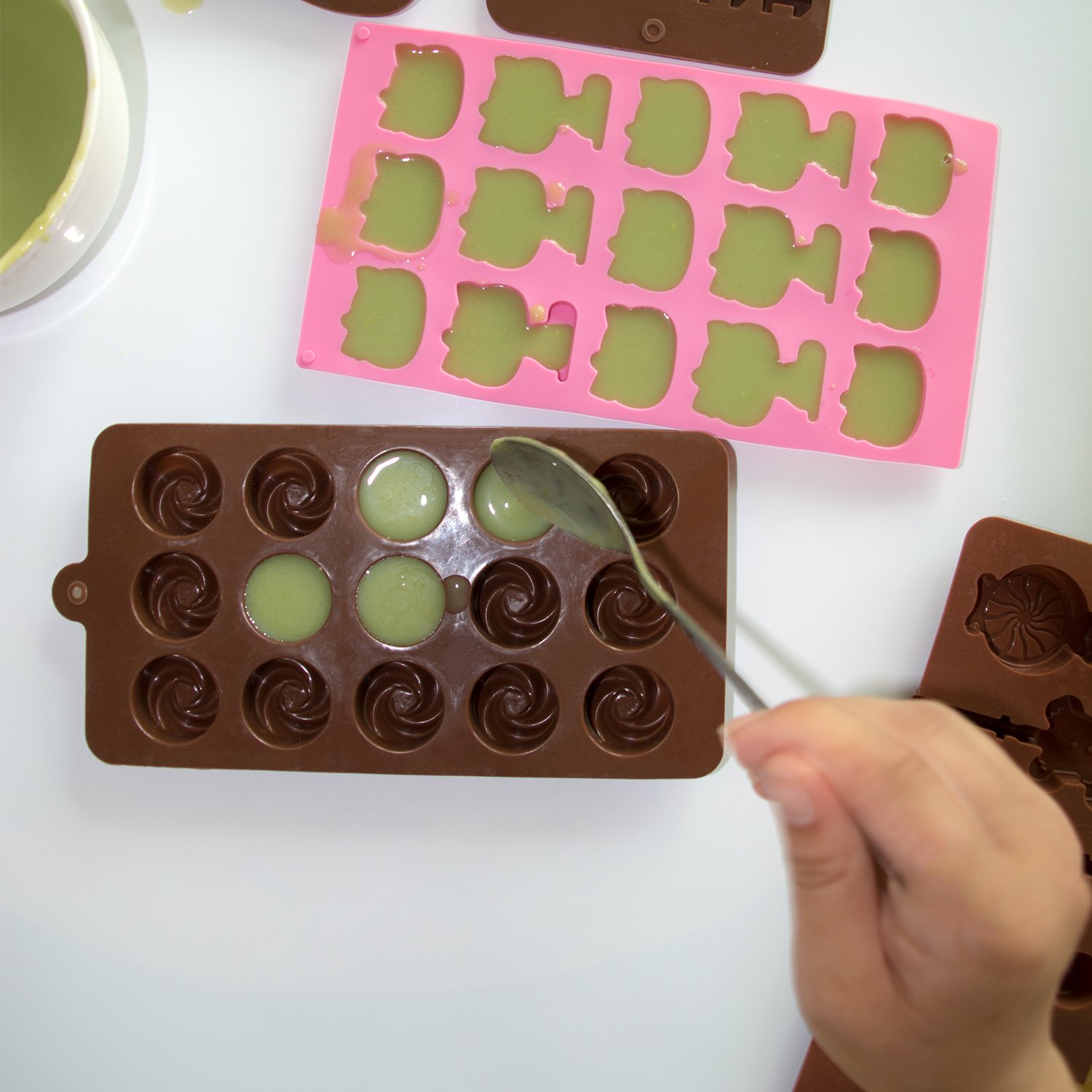 Silicone Chocolate Molds Set of 6 NonStick BPA Free Baking Candy Molds