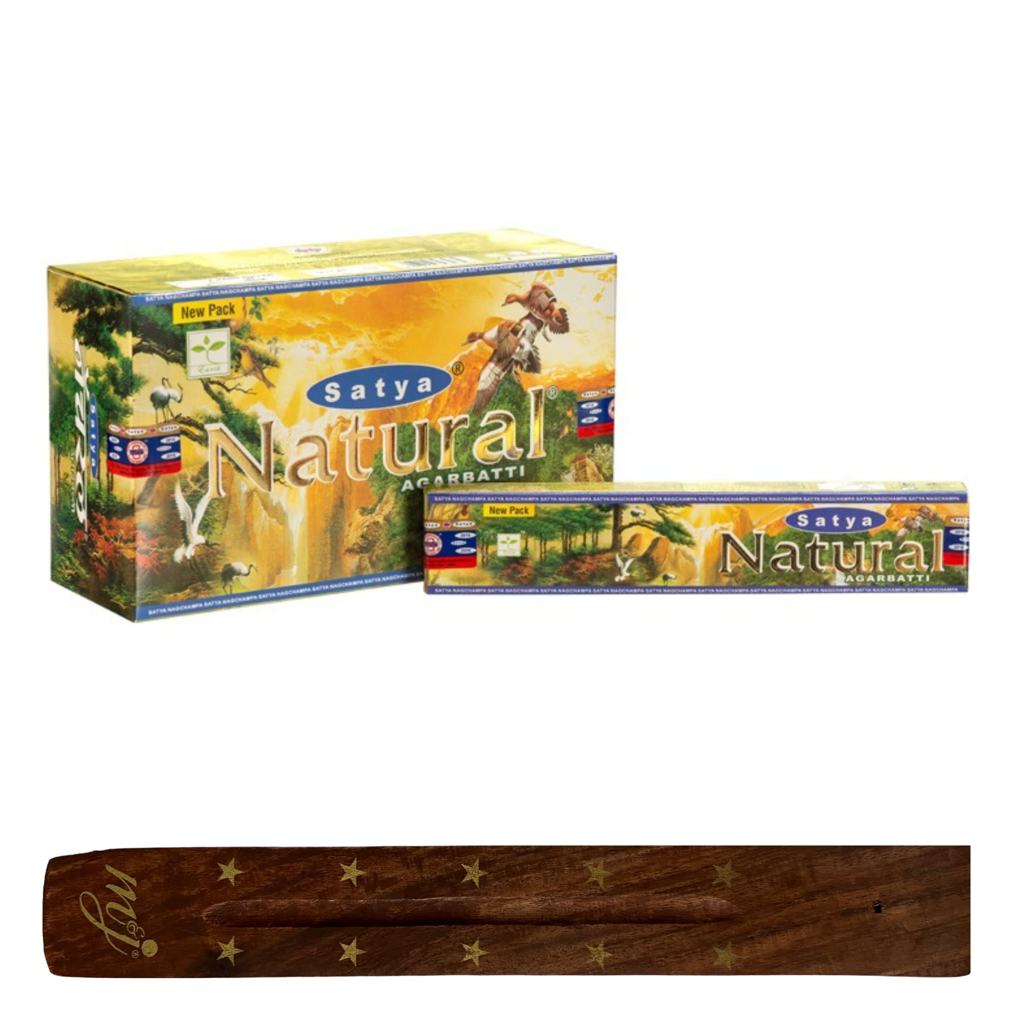 Original Satya Nag Champa Natural Incense Sticks | with M&J incense sticks holder | Full Box | for Aromatherapy, Spa, Yoga, Weddings, Meditation, Healing, Positivity and Relaxation