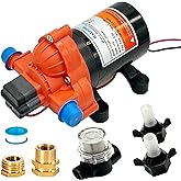 RV Fresh Water Diaphragm Pump 12 Volt DC 4.0 GPM 50PSI, On Demand Self-priming Industrial Fresh Water Pressure Pump for Irrig