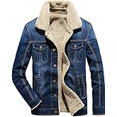 Fuwenni Men's Sherpa Fleece Lined Denim Jacket Trucker Jacket Winter Jean Jacket Cowboy Coat