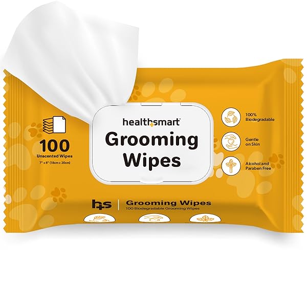 HEALTHSMART DOG & CAT GROOMING WIPES, ALCOHOL AND...