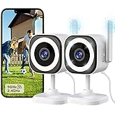 GUOANVISION Dual-Antenna Stable 5G WiFi Security Camera, 4X Zoom 2K Outdoor Indoor Camera for Baby/Pet, Home Security WiFi Camera with Color Night Vision, Two-Way Talk, IP66, SD/Cloud Storage (2-Pack)