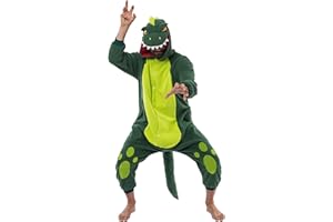 Spooktacular Creations Unisex Adult Pajama, Dinosaur Halloween Jumpsuit Plush Dinosaur Halloween Costume Cosplay Themed Party
