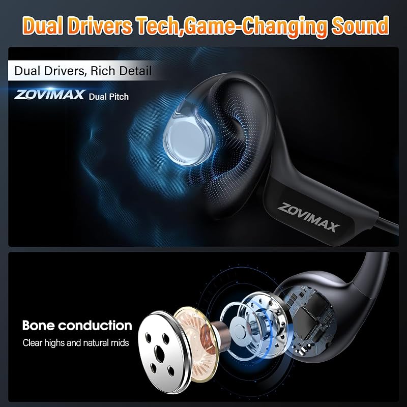 Casque Conduction Osseuse Bluetooth 6.0, IP7 Écouteurs à Conduction Osseuse