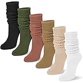 YSense 6 Pairs Slouch Socks Women, Knee High Long Boot Stockings for Winter, Soft Knit Casual Crew Slouchy Scrunch Socks