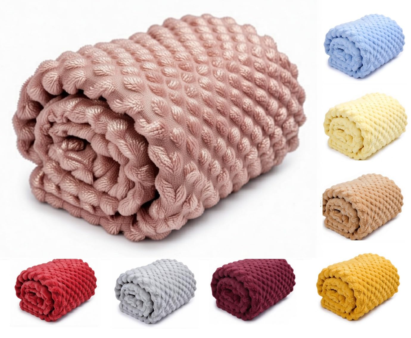 OnlyBee Baby Waffle Blanket 75 x 100 cm – Soft & Breathable Cellular Cot Blanket – Lightweight Baby Blanket for Newborns, Prams & Moses Baskets (Rose Gold)
