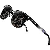 ATTCL Polarized Sunglasses for Men Driving: Lightweight Al-Mg Metal Frame Square Semi Rimless UV Protection for Travel Hiking