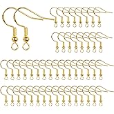 14K Gold Earring Hooks 50 PCS - Hypoallergenic Jewelry Making Supplies with Fish Hook, Ear Wires, Findings, and Hardware for DIY