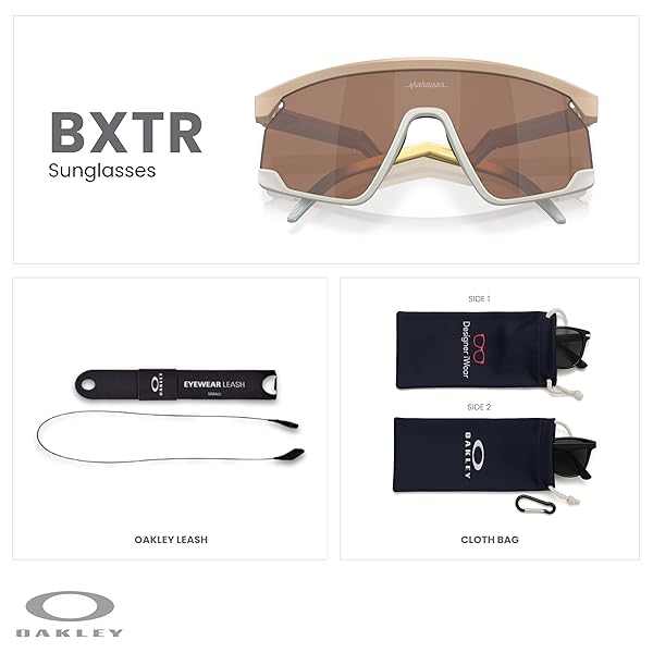 OAKLEY BXTR OO9280 928008 39MM MATTE TERRAIN TAN/PRIZM TUNGSTEN SHIELD SUNGLASSES FOR MEN FOR WOMEN+ BUNDLE ACCESSORY LEASH KIT, MICROFIBER POUCH