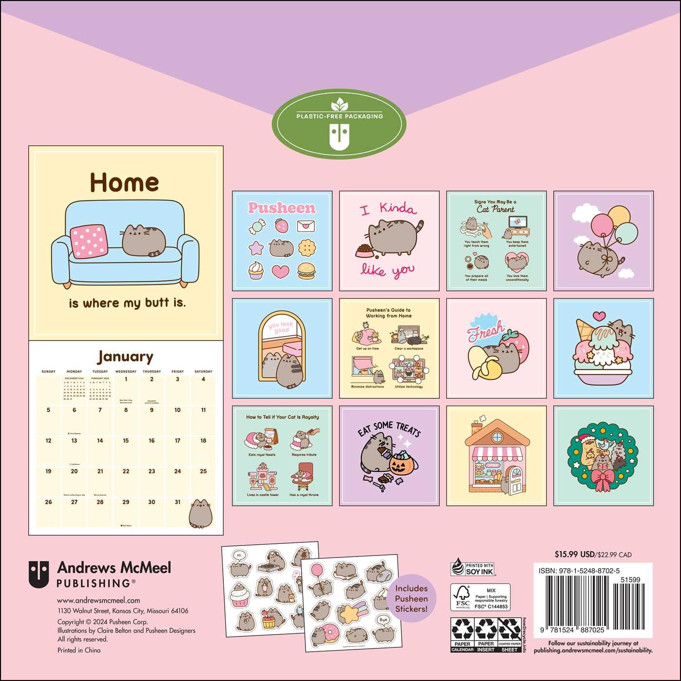 Pusheen 2025 Wall Calendar: Smile Every Day