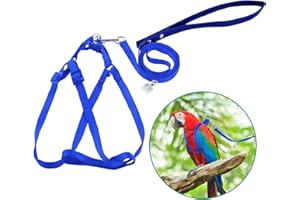 PREFERHOUSE Bird Harness and Leash Kit Adjustable Anti-Bite, Fit for Large Medium Birds, Macaw,Budgerigar, Cockatoo, African Grey, and Reptiles, Lizards(Bule Medium)