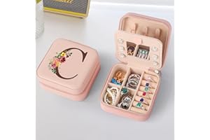 Parima Daughter Gifts - Daughter Gifts From Mom, Daughter In Law Gifts, Personalized Birthday Gifts for Daughter, Pink Initial Travel Jewelry Case Jewelry Box - Letter C, Pink
