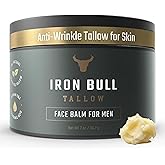 Iron Bull Beef Tallow Face Moisturizer for Men. Anti-Aging With Hyaluronic Acid for Wrinkles. Grass-Fed Beef Tallow Skin Balm & Jojoba Oil for All Skin Types. Natural Formula With a Clean Scent - 2 oz