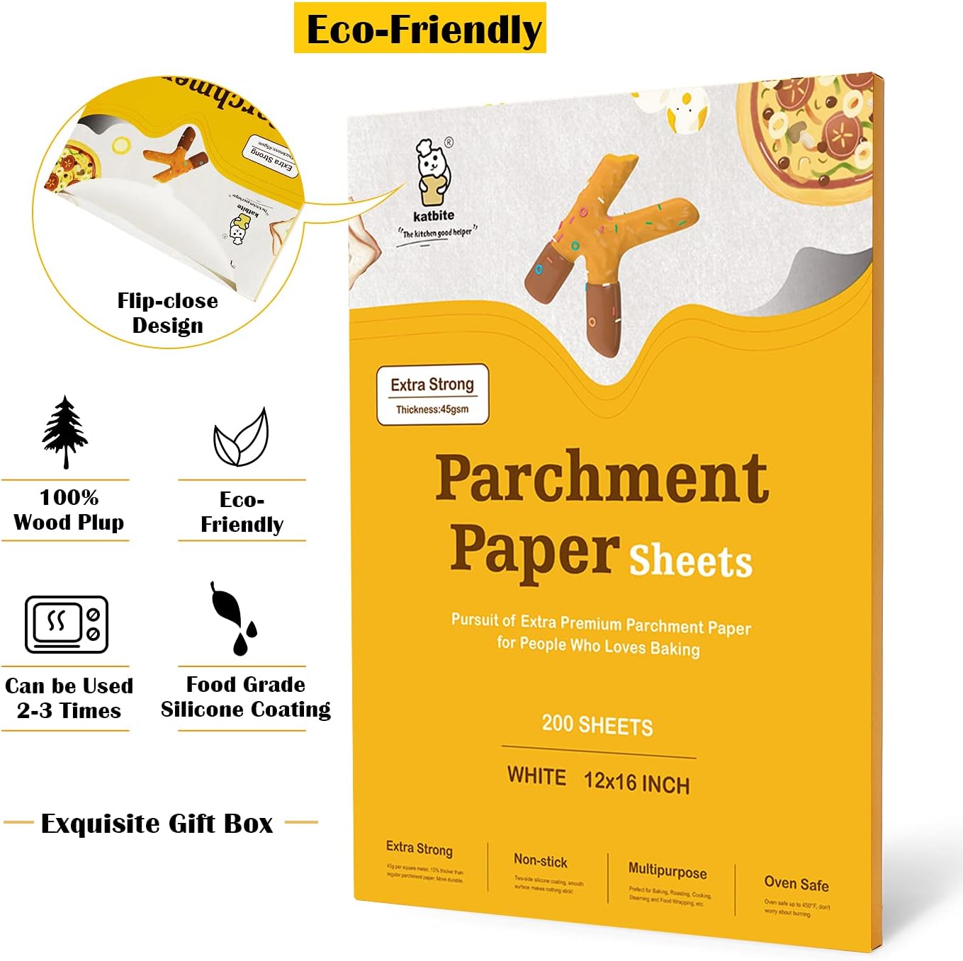 Katbite 200PCS 12x16 In Heavy Duty Flat Parchment Paper, Parchment Paper Sheets for Baking Cookies, Cooking, Frying, Air Fryer, Grilling Rack, Oven（12x16 Inch): Kitchen & Dining