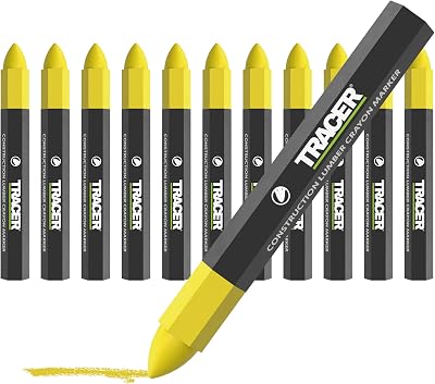 Tracer Construction Lumber Crayon Markers Yellow Pack of 12 Multi Surface