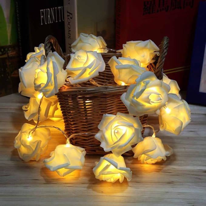 AtneP 20 LED Rose String Lights for Decoration (Warm White)